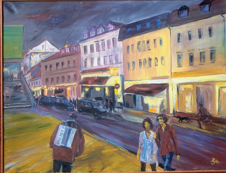Abend in der Stadt, Öl