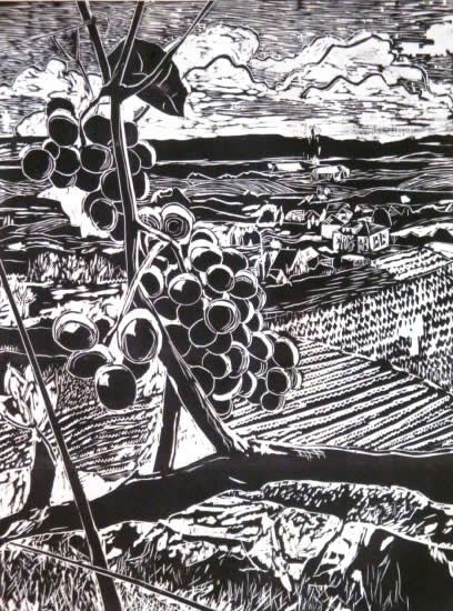 Aussicht, Holzschnitt, 60 × 45 cm