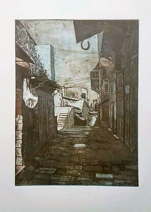 Jerusalem, Aquatinta, 40 × 30 cm