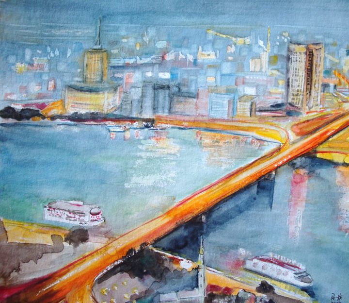 Kairo, Aquarell, 30 × 30 cm