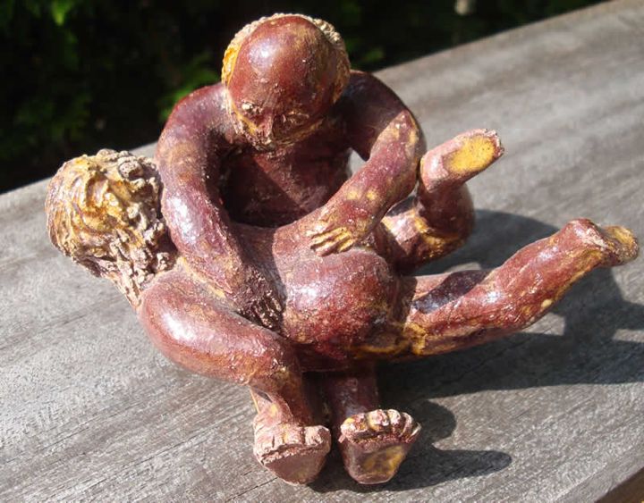 Kleinplastik Paar, Ton, ca. 8 cm hoch