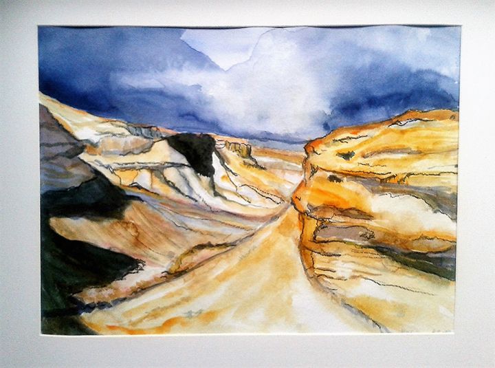 Negevwüste, Aquarell, 42 × 56 cm
