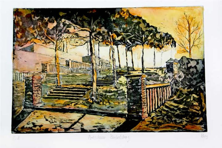 Potsdam Babelsberg, Aquatinta, 19,5 × 30 cm